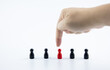 © Midnight Studio - human resource management concept. selection talented people Outstanding leadership. Shown by a wooden doll on a blank background. with copy space for business design