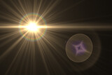 Fototapeta Tęcza - lens flare, Abstract Natural Sun flare on the black background, flare light transition, effects sunlight