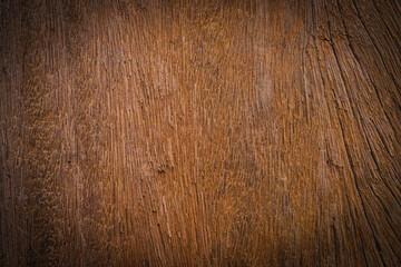 Wall Mural - Old wood texture background with natural cracks. Dark brown wood plank is used for background.	