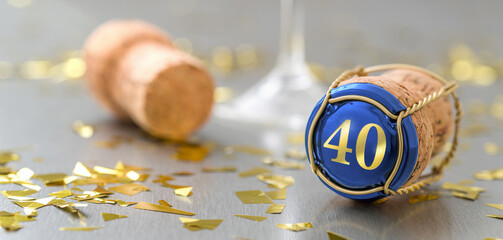 Wall Mural - Champagne cap with the Number 40