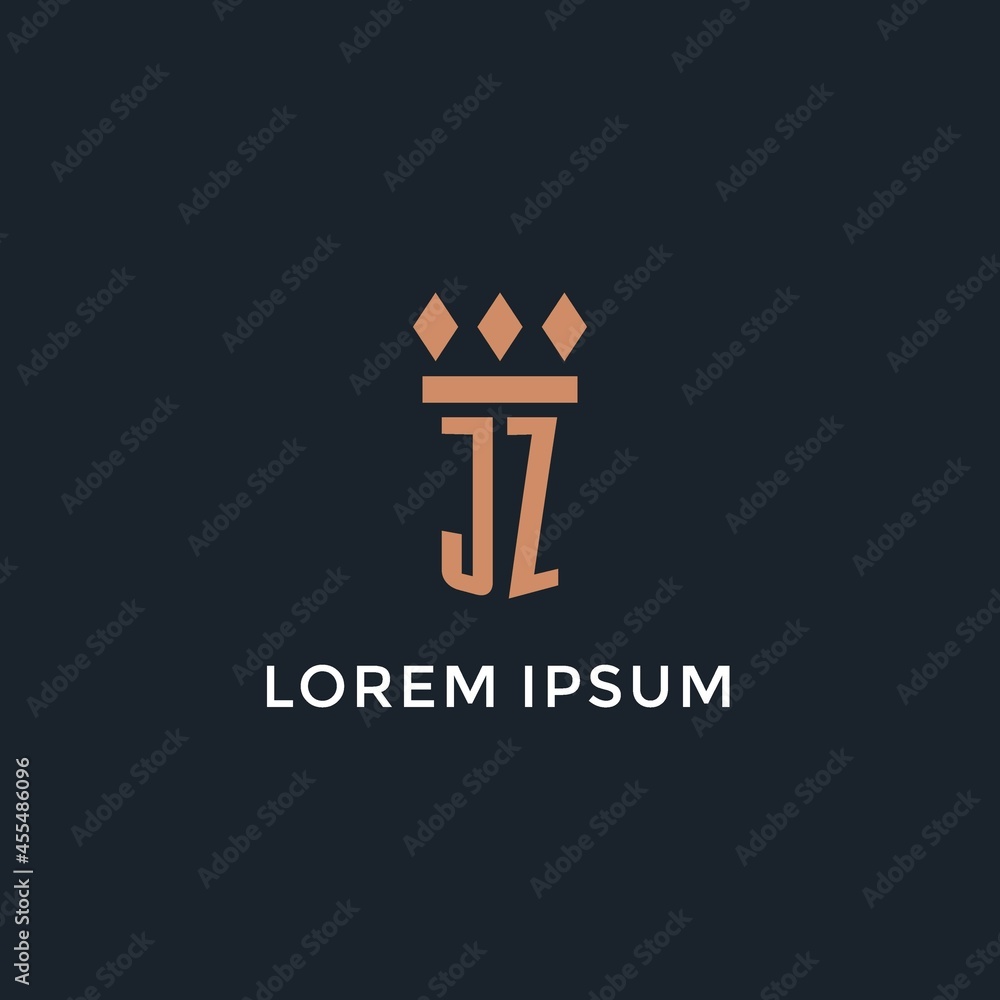 JZ logo initial with pillar icon design, luxury monogram style logo for ...