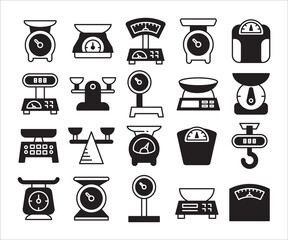 Sticker - weight scale and kitchen scale icon set vector 