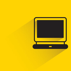 Poster - laptop computer icon on yellow background