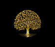 tree logo with gold color isolated on black background