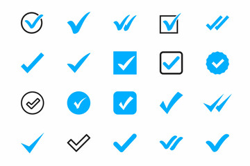 Fototapete - Set of check mark. Done icon symbol. Check mark icon. Checkbox icons and check marks. Profile verification icons. Vector checklist marks icon set for websites, mobile apps and other developers
