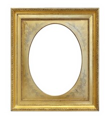 Golden frame for paintings, mirrors or photo isolated on white background