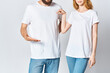 © SHOTPRIME STUDIO - man and woman in white t-shirts cropped view mocap advertisement