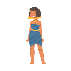 Poster - Egyptian Woman Character Wearing Authentic Garment and Neck Collar Vector Illustration