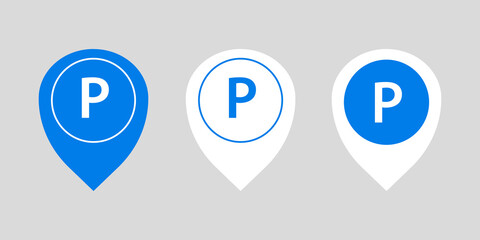 Set of parking icons in navigation Vector in flat design
