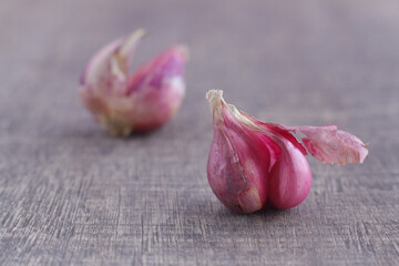 Sticker - Closeup of garlic cloves. Selected focus.