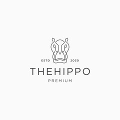 Sticker - Flat vector The hippo line logo icon design template