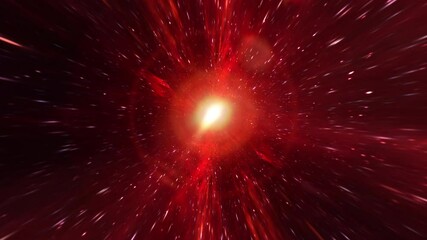 Wall Mural - seamless loop glow red hyperspace tunnel through space time vortex loop background. 4k 3d render sci