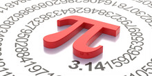 Pi Symbol And Number Digits. Greek Letter, Mathematical Sign And Decimal Sequence. 3d Illustration
