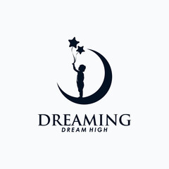 Wall Mural - kids dream logo design vector