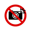 No flash prohibition sign. No symbol isolated on white. Vector illustration