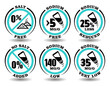 Concept sign set of round icons Salt Free meal, Sodium Free food, No Salt Added product, Very Low Sodium level diet for package of healthy non-salty food, drinks, cosmetics without sodium