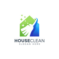 Wall Mural - clean house logo design vector illustration