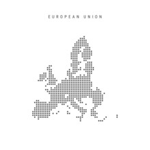 Square Dots Pattern Map Of European Union. Dotted Pixel Map. Vector Illustration