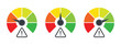 Risk icons. Risk meter. Hi risk low risk. Meter signs. Vector illustration