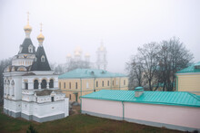 Two Ancient Churches Of The Elizabethan Church And The Assumption Cathedral In The Dmitrov Kremlin.