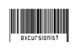 Digitalization concept. Barcode of black horizontal lines with inscription excursionist