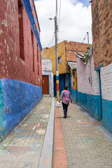 Bogota, Colombia, September 4, 2021, the Egipto district. Typical neighborhood architecture.