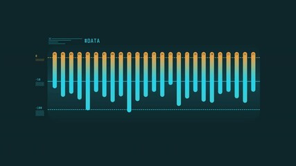 Wall Mural - animated hud infographic element negative values chart.