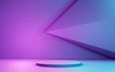 3d rendering of purple and blue abstract geometric background. Cyberpunk concept. Scene for advertising, technology, showcase, banner, cosmetic, fashion, business. Sci-Fi Illustration. Product display