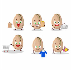 Sticker - A Rich pistachios mascot design style going shopping