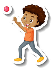 Sticker - A boy throwing ball cartoon character sticker