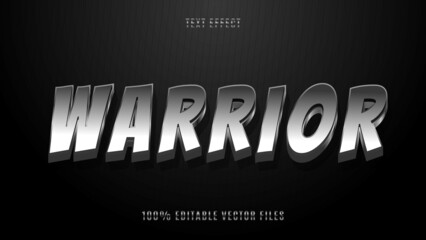 Wall Mural - 3d White Metallic Word Warrior Fully Editable Text Effect Design Template