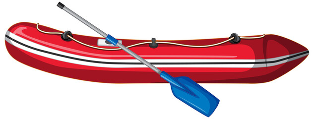 Wall Mural - Inflatable boat with oars on white background