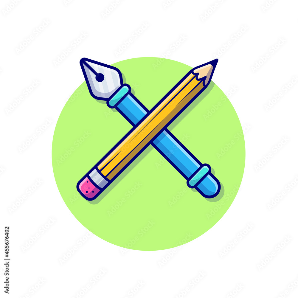 Pen Tool And Pencil Cartoon Vector Icon Illustration. Art Object Icon ...
