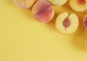 Poster - peaches on yellow paper background