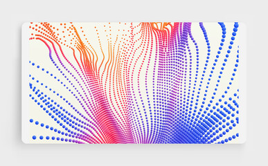 Wall Mural - Array with dynamic emitted particles. 3d technology style. Abstract background. Vector illustration.