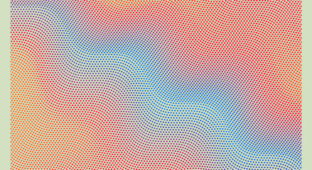 Wall Mural - Halftone gradient background. Vibrant trendy texture, with blending colors. Cover design template. 3d network design with particles. Can be used for advertising, marketing, presentation.