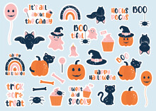 Halloween Stickers Vector Set, Cute Kids Halloween Stickers Printable