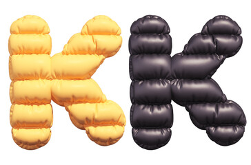 Wall Mural - Puffer font. Yellow and Black. Letter K.
