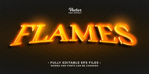 Wall Mural - hot glowing iron flames text effect editable eps vector