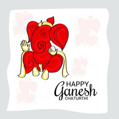 Wall Mural - Vector illustration for Traditional Indian Festival Celebrate Happy Ganesh Chaturthi. Abstract text Space Background.