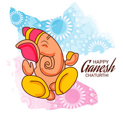 Wall Mural - Vector illustration for Traditional Indian Festival Celebrate Happy Ganesh Chaturthi. Abstract text Space Background.