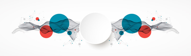 The abstract wave is made in a frame style. Template for science and technology presentation.