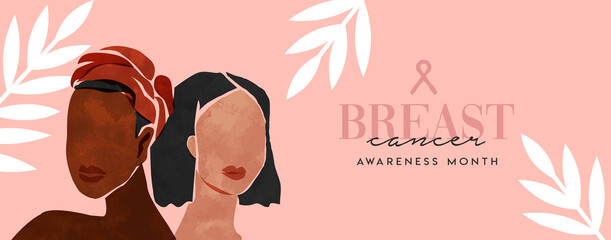 Wall Mural - Breast Cancer awareness watercolor friend team