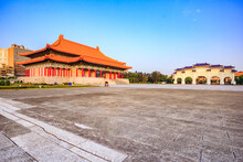 View Of Taiwan National Theater Hall Building And Chiang Kai Shek Memorial Hall Square