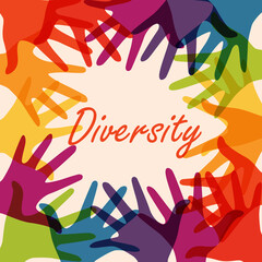 Wall Mural - Diversity colorful people hands together concept