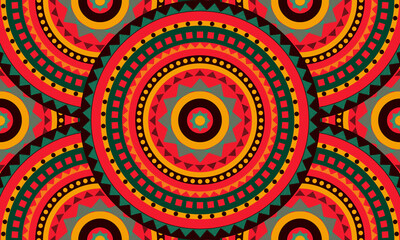 Repeat ethnic Easter circle pattern, seamless pattern