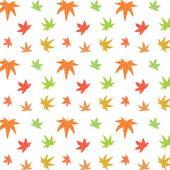 Wall Mural - Beautiful maple leaves seamless pattern in different colors on white background. Great for Thanksgiving greeting cards, gift wrapping paper, home décor and wallpaper 