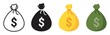 Money bag icon set, money bag icon different style. vector illustration