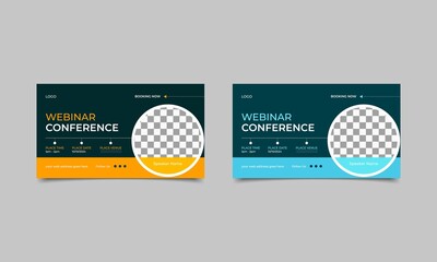 Business webinar social Media Post design. Business conference webinar invitation banner design template.