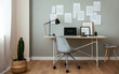 © BONNINSTUDIO/Stocksy - Workplace of journalist at home